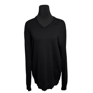 Calvin Klein Men's Black V-Neck Sweater SZ L Merino Wool